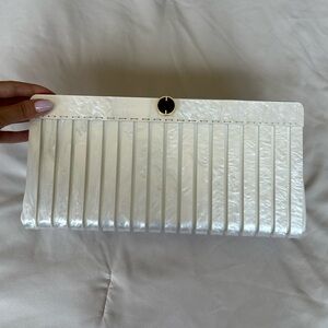 Cult Gaia Iris Clutch in Pearl